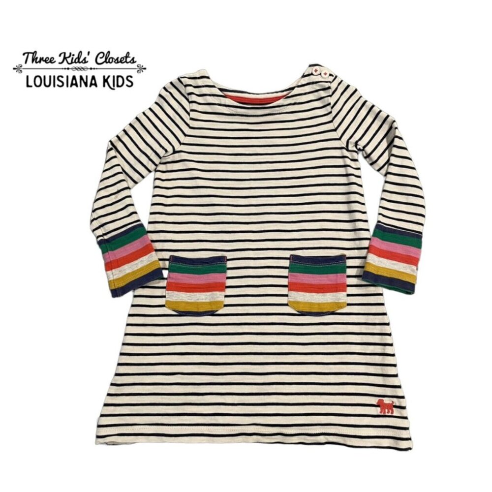 Mini Boden 2-3Y Rainbow Striped Pocket Dress